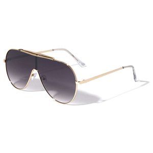 Seattle Flat Top Round Shield One Piece Aviator Sunglasses